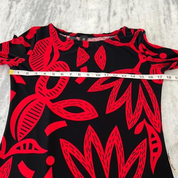 MT Collection Black & Red Print Knit Dress Woman's Size Small Retro Artsy Y2K - Picture 7 of 8